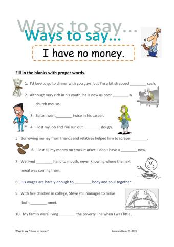 Ways to say -I don't have money