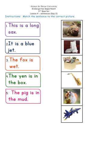 Lesson 4 Day 2: sentences