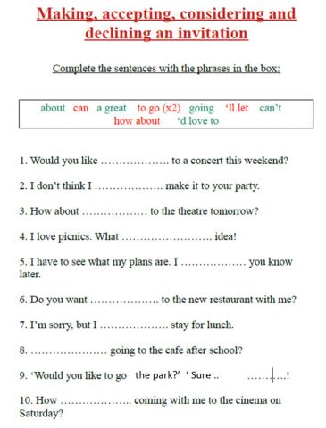 Accepting and decilng an inviation