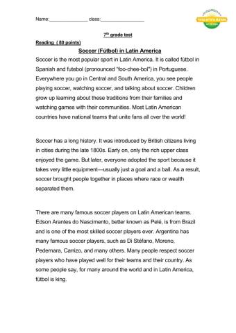 7th graders test (unit 2) with voice