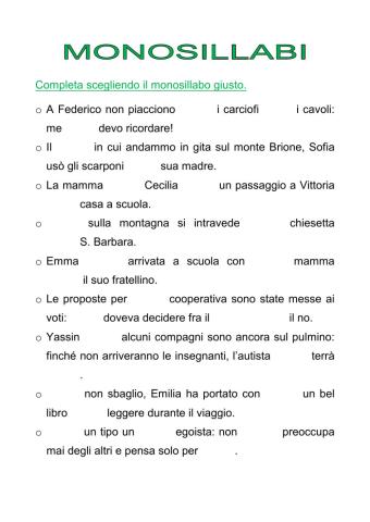 I monosillabi