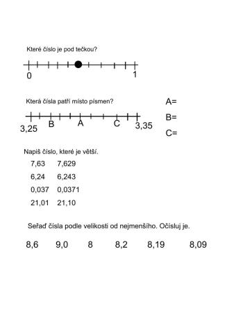 Porovnávání desetinných čísel
