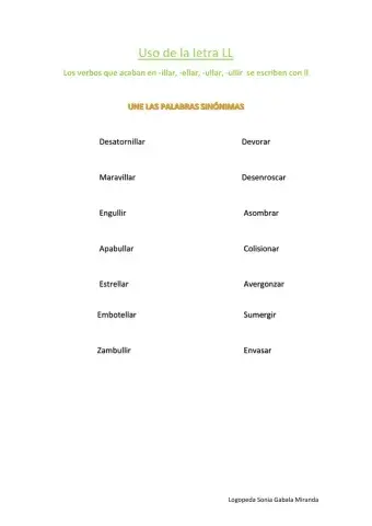 Palabras con Ll