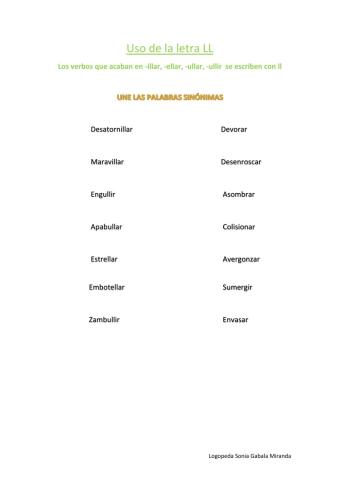 Palabras con Ll
