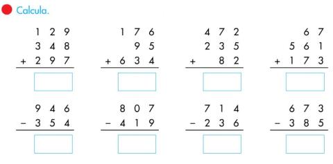 Sumas y restas con llevadas
