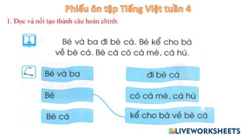 Bài ôn tập Tiếng Việt tuần 4