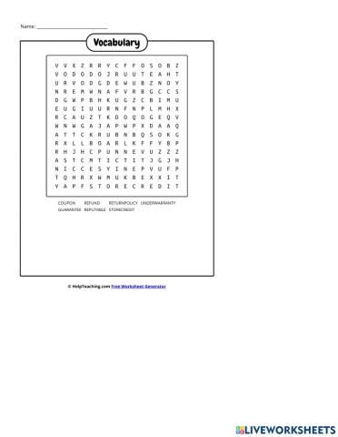 Vocabulary -consumer problems