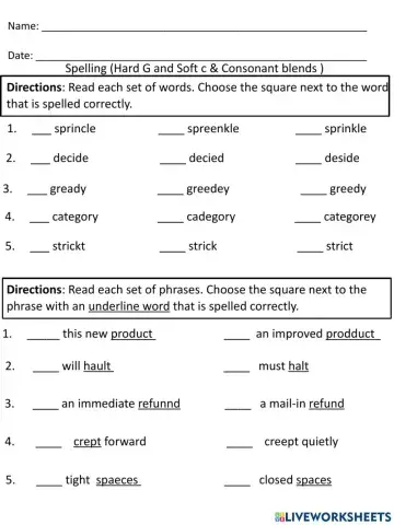 Hard and Soft G and C- Consonant blends