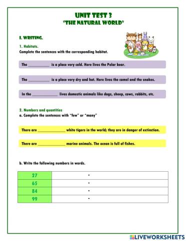Unit test 3 the natural world