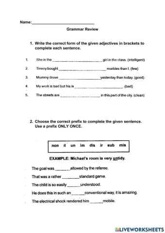 Grammar Review Exercise