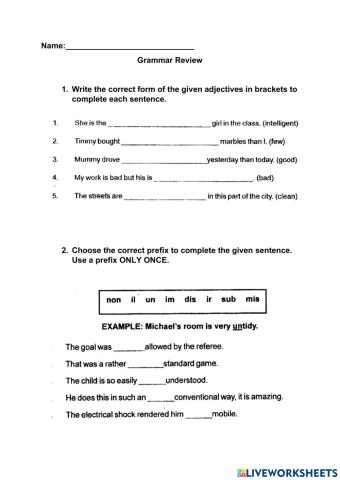 Grammar Review Exercise