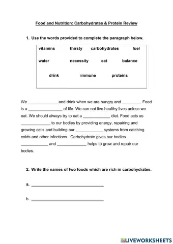 Review of Proteins and Carbohydrates