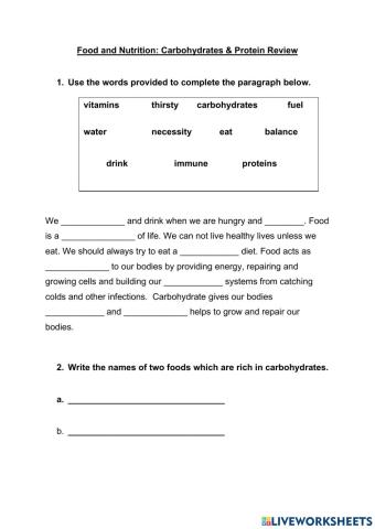 Review of Proteins and Carbohydrates