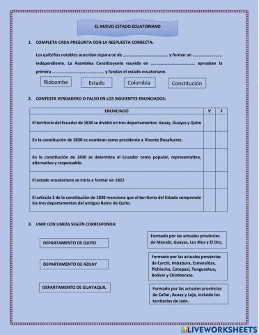 Conformacion del primer estado ecuatoriano