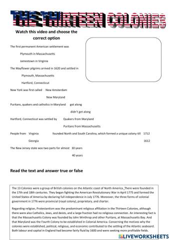 The thirteen colonies