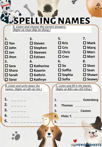 Spelling names 2