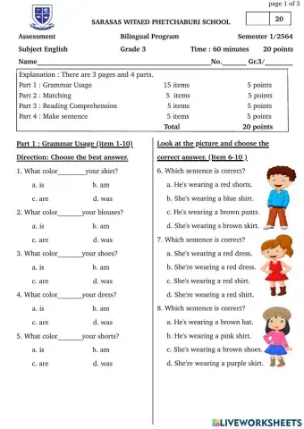 Assessment English Grade3