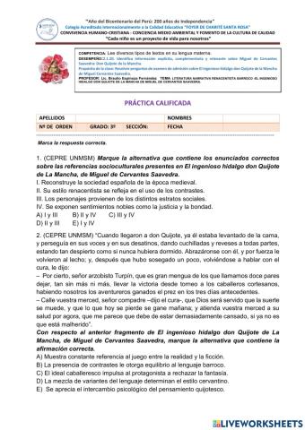 Práctica de Miguel de Cervantes-El ingenioso hidalgo don Quijote de la Mancha