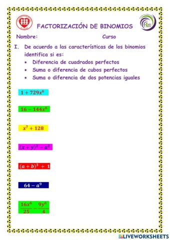 Factorización de binomios