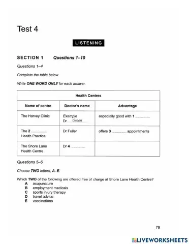 C9 t4 s1 health centres