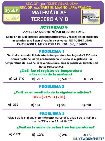 Problemas de numeros con signo