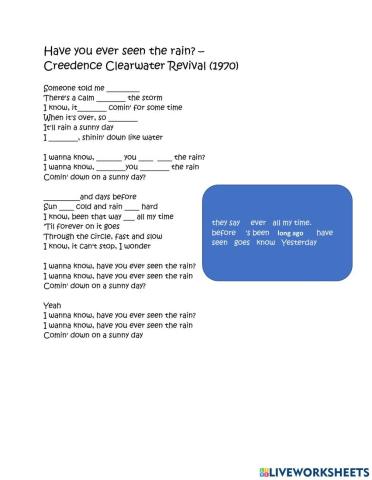 Have you ever seen the rain? - Creedence clearwater revival