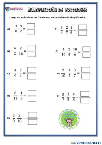 Multiplicaciones con fracciones