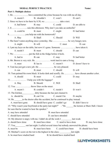 Grade 12- Modal verbs
