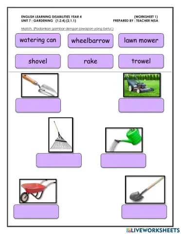 Year4 - Unit 7 - Gardening - W1 (Gardening Tools)