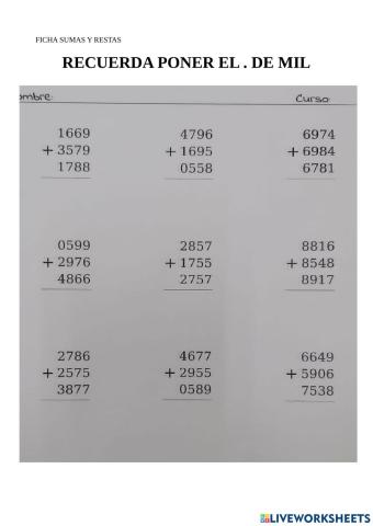 Sumas y restas