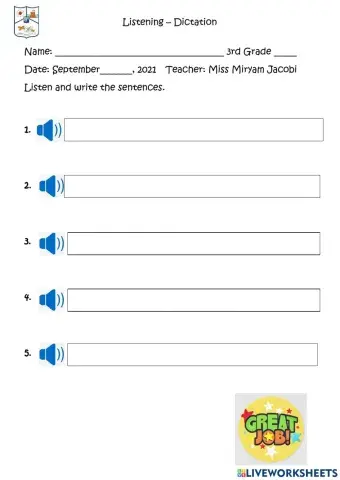 Listening - Dictation Spelling Sentences
