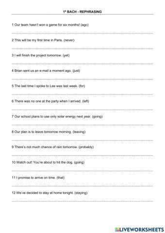 Rephrasing bachillerato