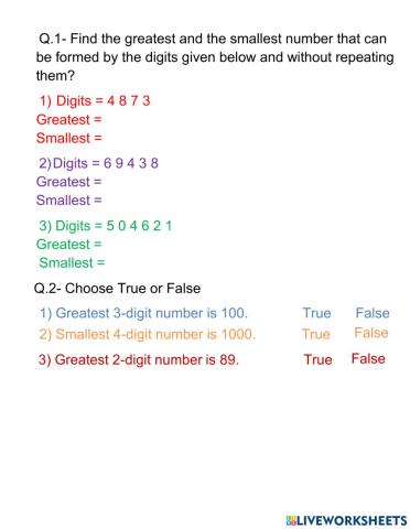 Creating largest or smallest numbers