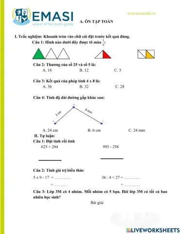 Luyện tập toán lớp 3 - tuần 4