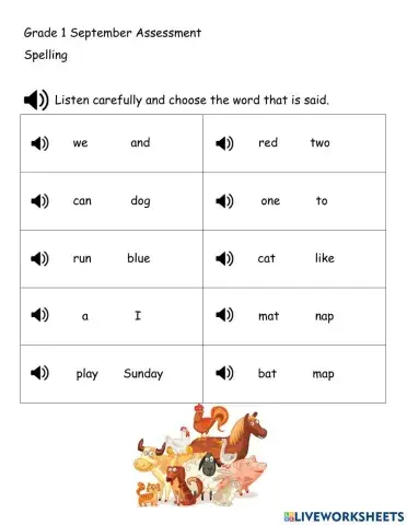 September Assessment Spelling DJ