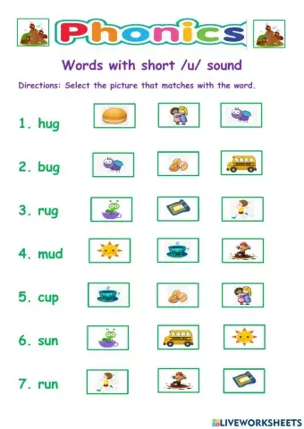 Words with short u sound Ants group