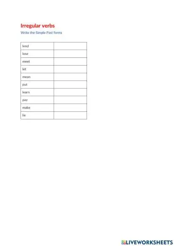 Irregular verbs: Simple past form