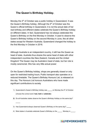 Queen's Birthday in Queensland, 2021