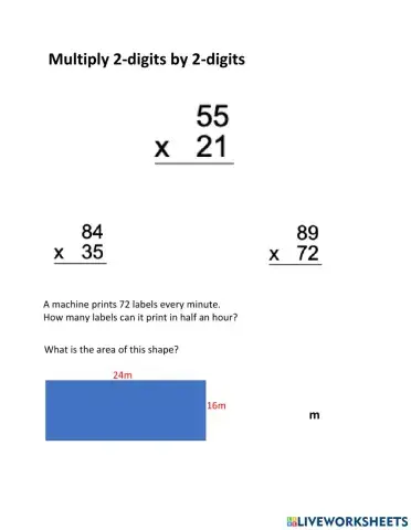 Multiply 2 digits by 2 digits