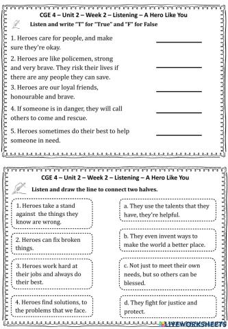 CGE 4 - U2 - W2 - Listening Worksheet