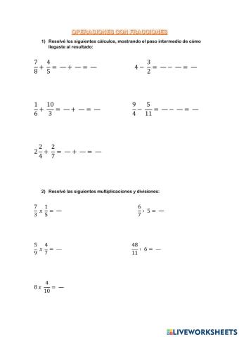 Operaciones con fracciones