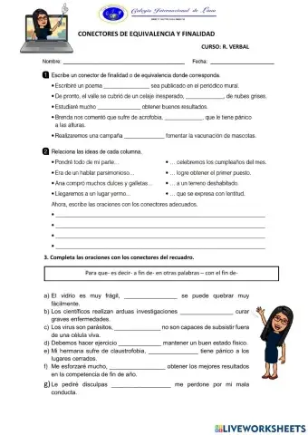 Conectores de equivalencia y finalidad