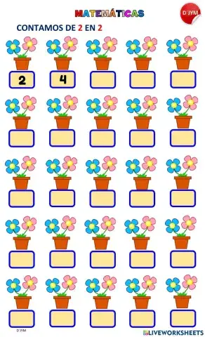 Conteo de 2 en 2 hasta 50