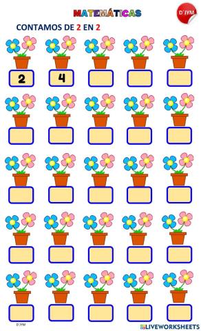 Conteo de 2 en 2 hasta 50
