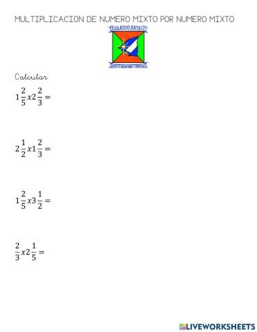 Multiplicacion de numero mixto por numero mixto