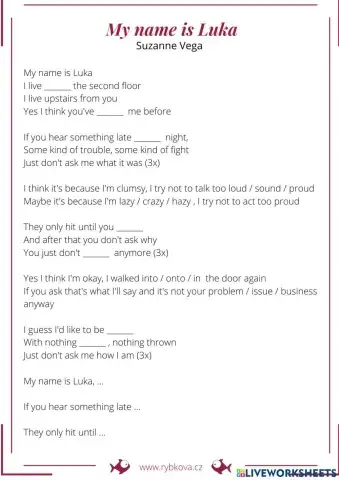 Listening - Suzanne Vega My name is Luka