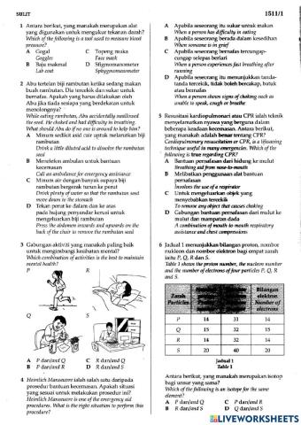 SAINS KSSM -  ILMU BAKTI KERTAS 1 SET 3