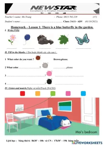 3A11 - Lesson 1- There is a blue butterfly in the garden