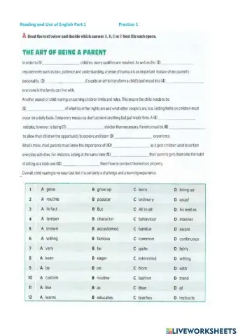 FCE RUE part 1 practice 1