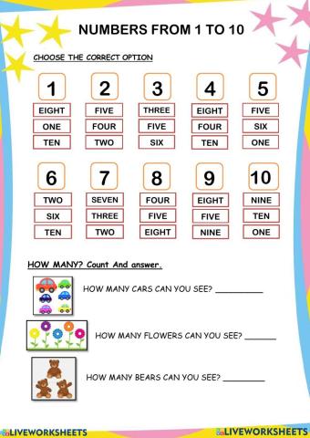 Numbers from 1 to 10